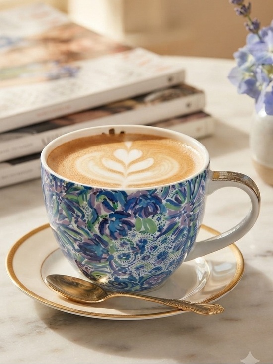 Lilly Pulitzer Other - Lily Pulitzer Floral Blue Ceramic Cup